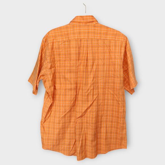 Mens L.L. Bean Traditional Fit Orange Plaid Short Sleeve Button Up Shirt Size L - Picture 4 of 4